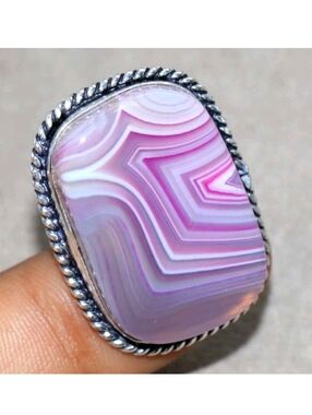 Pink Botswana Agate Gemstone 925 Sterling Silver Handmade Ring